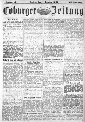 Coburger Zeitung Freitag 4. Januar 1924