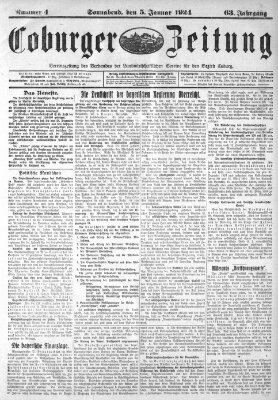 Coburger Zeitung Samstag 5. Januar 1924