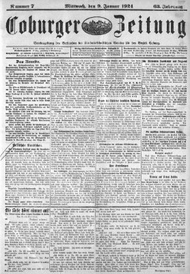 Coburger Zeitung Mittwoch 9. Januar 1924