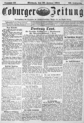 Coburger Zeitung Mittwoch 30. Januar 1924
