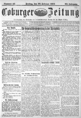 Coburger Zeitung Freitag 22. Februar 1924