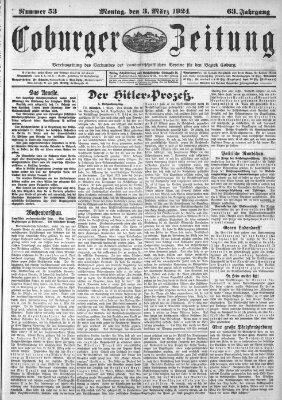 Coburger Zeitung Montag 3. März 1924