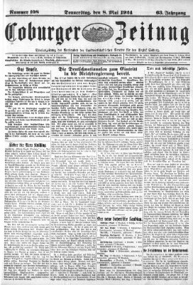 Coburger Zeitung Donnerstag 8. Mai 1924