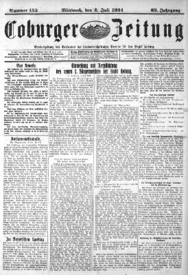 Coburger Zeitung Mittwoch 2. Juli 1924