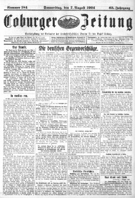 Coburger Zeitung Donnerstag 7. August 1924