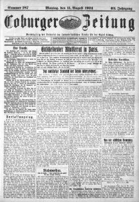 Coburger Zeitung Montag 11. August 1924