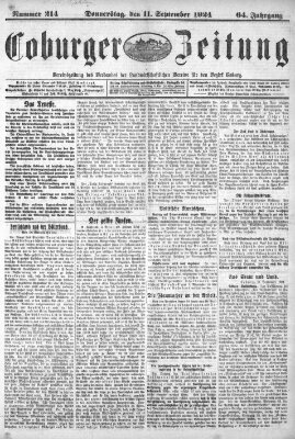 Coburger Zeitung Donnerstag 11. September 1924