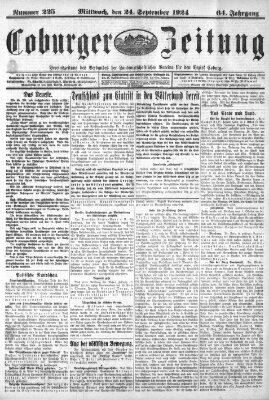 Coburger Zeitung Mittwoch 24. September 1924