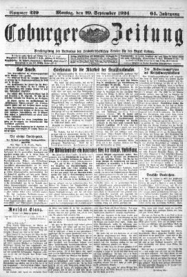 Coburger Zeitung Montag 29. September 1924