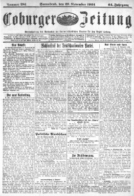 Coburger Zeitung Samstag 29. November 1924