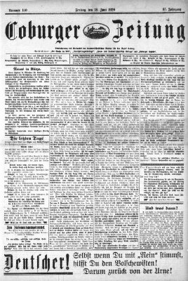 Coburger Zeitung Freitag 18. Juni 1926