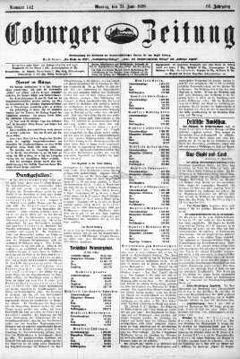 Coburger Zeitung Montag 21. Juni 1926