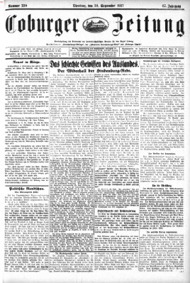 Coburger Zeitung Dienstag 20. September 1927