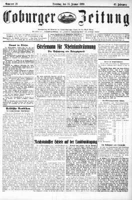 Coburger Zeitung Dienstag 31. Januar 1928