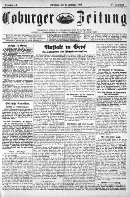 Coburger Zeitung Dienstag 21. Februar 1928