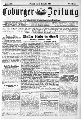 Coburger Zeitung Mittwoch 12. September 1928
