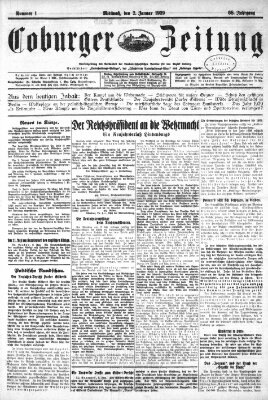 Coburger Zeitung Mittwoch 2. Januar 1929