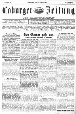 Coburger Zeitung Donnerstag 17. Januar 1929