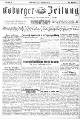 Coburger Zeitung Samstag 2. Februar 1929