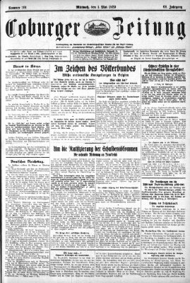 Coburger Zeitung Mittwoch 1. Mai 1929