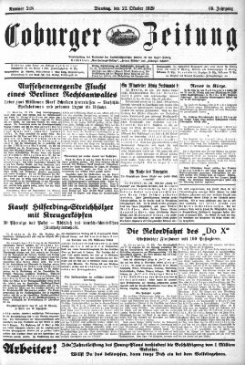 Coburger Zeitung Dienstag 22. Oktober 1929