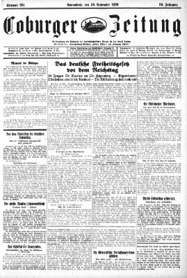 Coburger Zeitung Samstag 30. November 1929