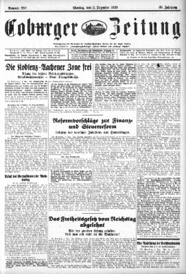 Coburger Zeitung Montag 2. Dezember 1929