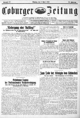 Coburger Zeitung Montag 7. April 1930