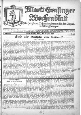 Grafinger Zeitung Freitag 27. Juni 1924