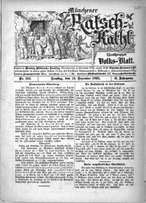 Münchener Ratsch-Kathl Samstag 19. Dezember 1891