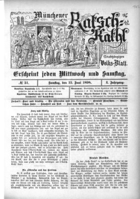 Münchener Ratsch-Kathl Samstag 25. Juni 1898