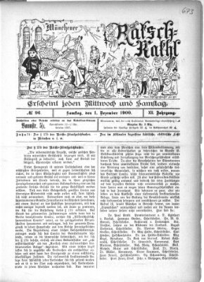 Münchener Ratsch-Kathl Samstag 1. Dezember 1900