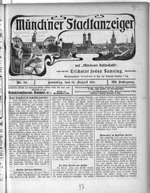 Münchener Stadtanzeiger und "Münchener Ratschkathl" (Münchener Ratsch-Kathl) Samstag 19. August 1911