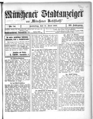 Münchener Stadtanzeiger und "Münchener Ratschkathl" (Münchener Ratsch-Kathl) Samstag 15. Juni 1912