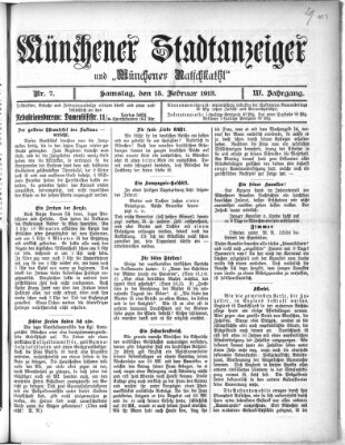 Münchener Stadtanzeiger und "Münchener Ratschkathl" (Münchener Ratsch-Kathl) Samstag 15. Februar 1913