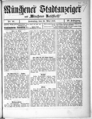 Münchener Stadtanzeiger und "Münchener Ratschkathl" (Münchener Ratsch-Kathl) Samstag 31. Mai 1913