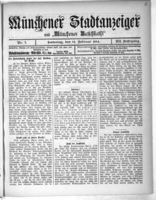 Münchener Stadtanzeiger und "Münchener Ratschkathl" (Münchener Ratsch-Kathl) Samstag 14. Februar 1914