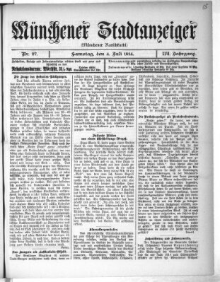Münchener Stadtanzeiger (Münchener Ratsch-Kathl) Samstag 4. Juli 1914