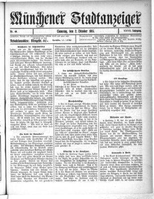Münchener Stadtanzeiger (Münchener Ratsch-Kathl) Samstag 2. Oktober 1915