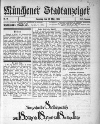Münchener Stadtanzeiger (Münchener Ratsch-Kathl) Samstag 23. März 1918