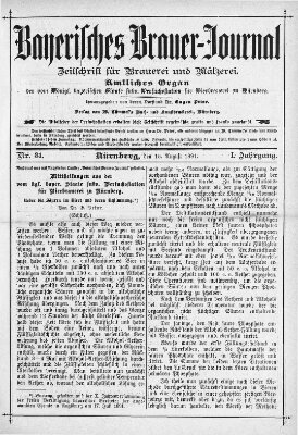 Bayerisches Brauer-Journal Samstag 15. August 1891