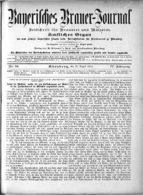 Bayerisches Brauer-Journal Samstag 25. August 1894