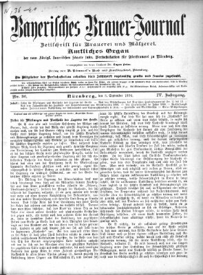 Bayerisches Brauer-Journal Samstag 8. September 1894