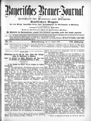 Bayerisches Brauer-Journal Samstag 27. August 1898