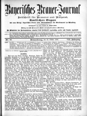 Bayerisches Brauer-Journal Samstag 22. Oktober 1898