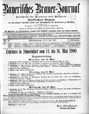 Bayerisches Brauer-Journal Samstag 21. April 1900