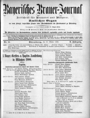 Bayerisches Brauer-Journal Samstag 13. Oktober 1900