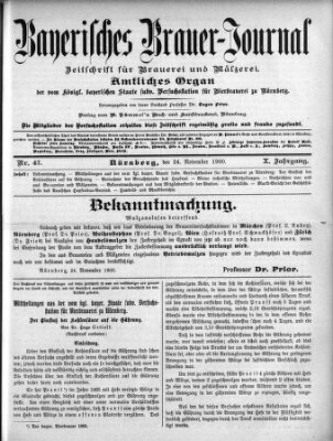 Bayerisches Brauer-Journal Samstag 24. November 1900