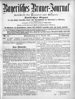 Bayerisches Brauer-Journal Samstag 15. Dezember 1900