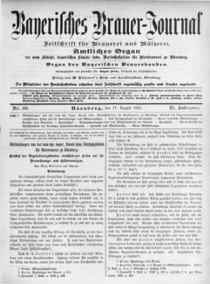 Bayerisches Brauer-Journal Samstag 17. August 1901